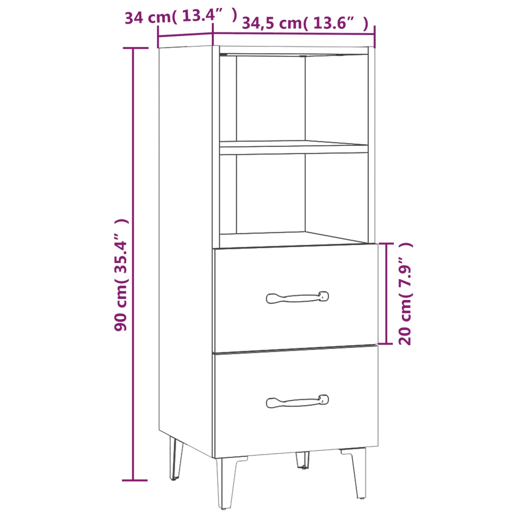 Credenza Bianca 34,5x34x90 cm in Legno Multistrato cod mxl 37518