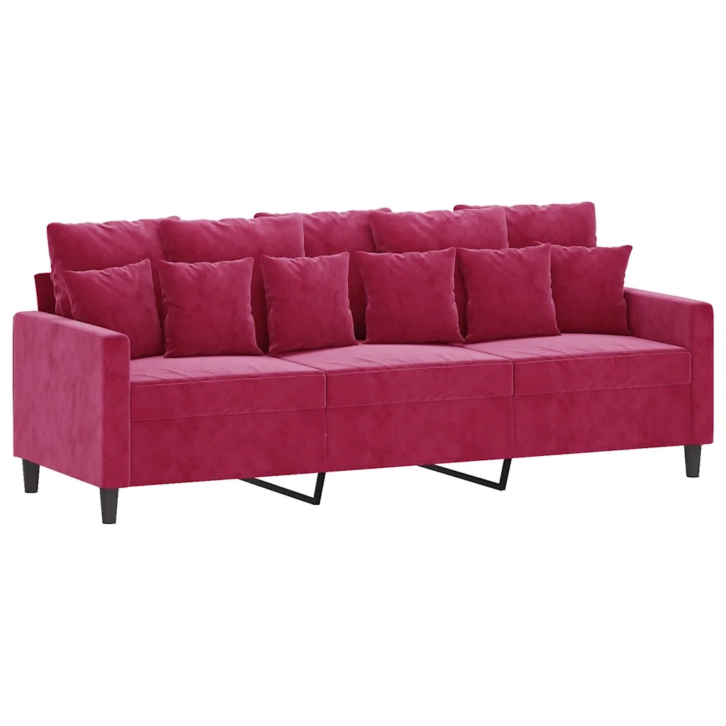 Divano a 3 Posti Rosso Vino 180 cm in Velluto 359317