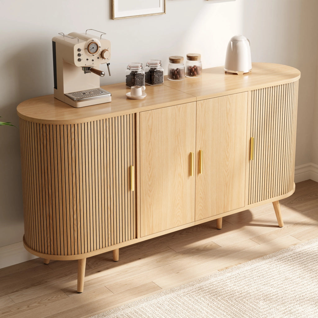 Credenza con 2 ante e ante scorrevoli laterali, ripiano regolabile, per sala da pranzo e ingresso 150 × 40 × 79 cm