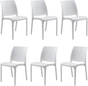 Sedie da Cucina in Plastica per uso Interno ed Esterno - Set di 6 Sedie Impilabili Volga nero