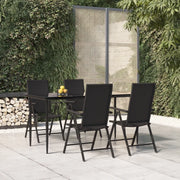 Set da Pranzo da Giardino 5 pz Nero in Polyrattan 3156516
