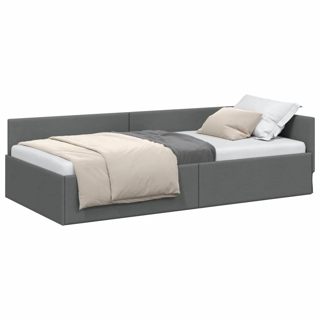 Cornice del letto ad angolo Grigio scuro 90 cm x 200 cm Tessuto 42016044