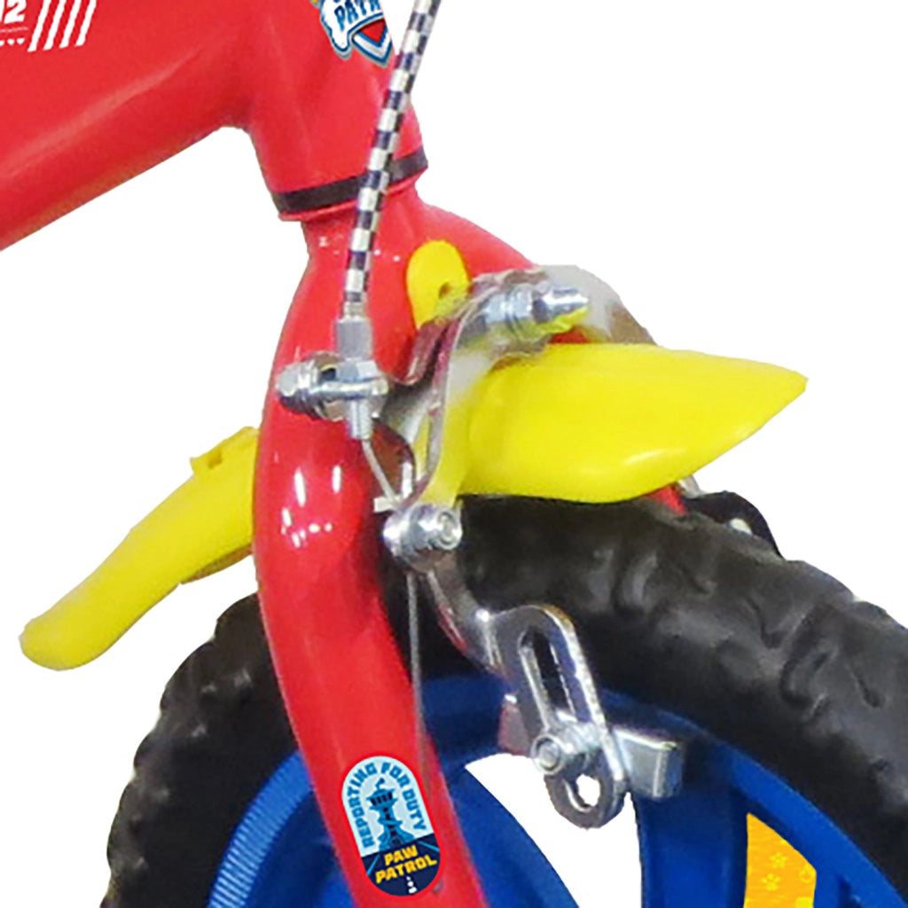 Bicicletta per Bambini 12" Paw Patrol Freno Caliper e Stabilizzatori in Acciaio Hi-Ten Rosso
