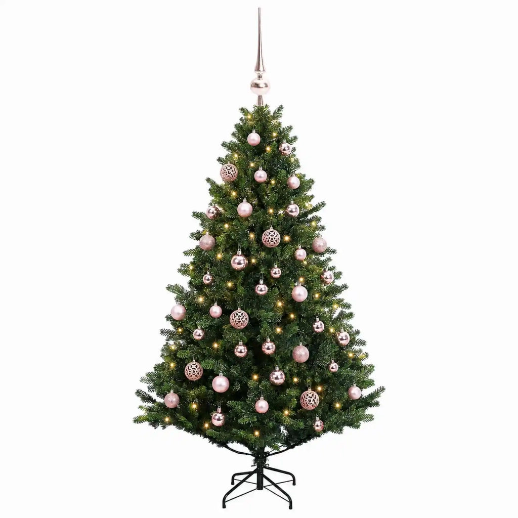 Albero di Natale artificiale con palline 120 cm 150 LED 3465777