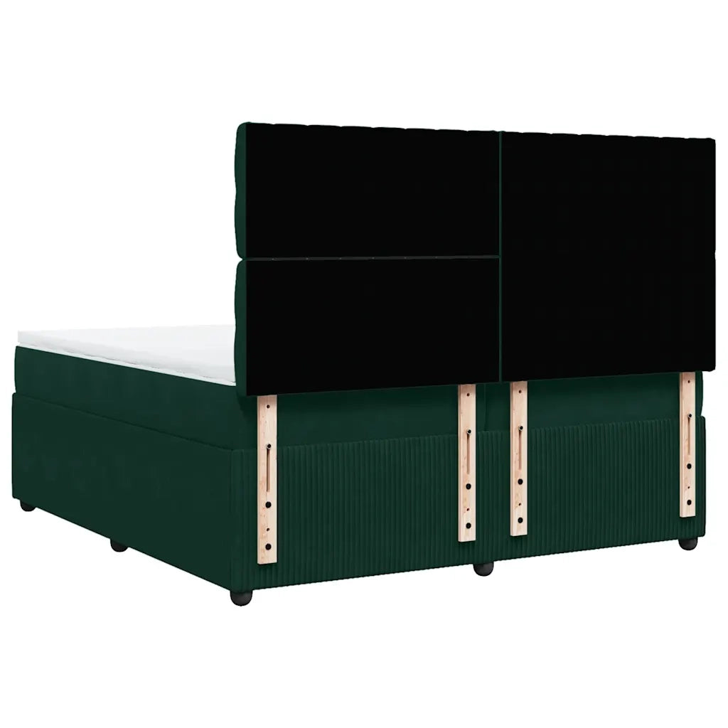 Giroletto a Molle con Materasso Verde Scuro 200x200 cm Velluto