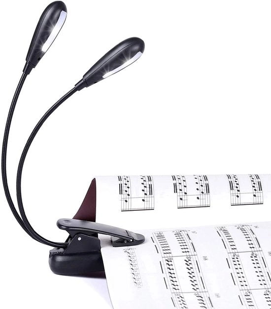Lampada da lettura - Lampada da libro - Lampada da musica - Lampada clip-on per pianoforte - Lampada da libro a LED - 8 illuminazione a LED - 360° collo flessibile - Illuminazione a fissa - Ricaricabile via USB