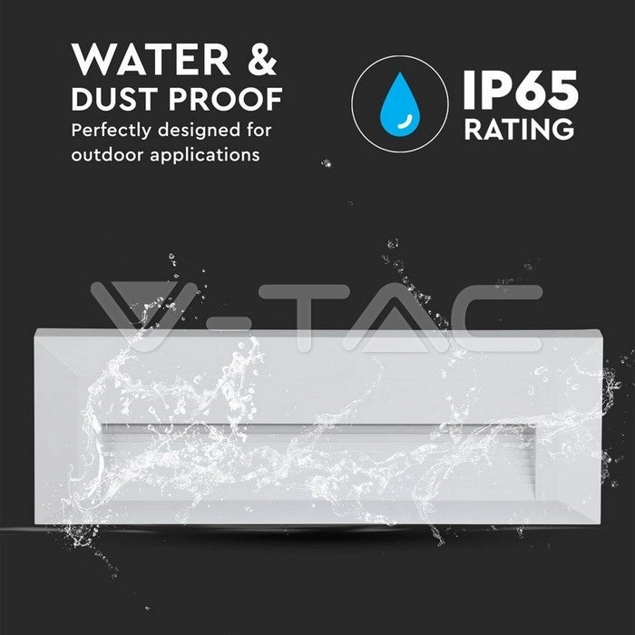 SEGNAPASSO RETTANGOLARE V-TAC VT-1162 PUNTO LUCE LED SMD 3W  A PARETE IP65 BIANCO - SKU-211326 - V-TAC