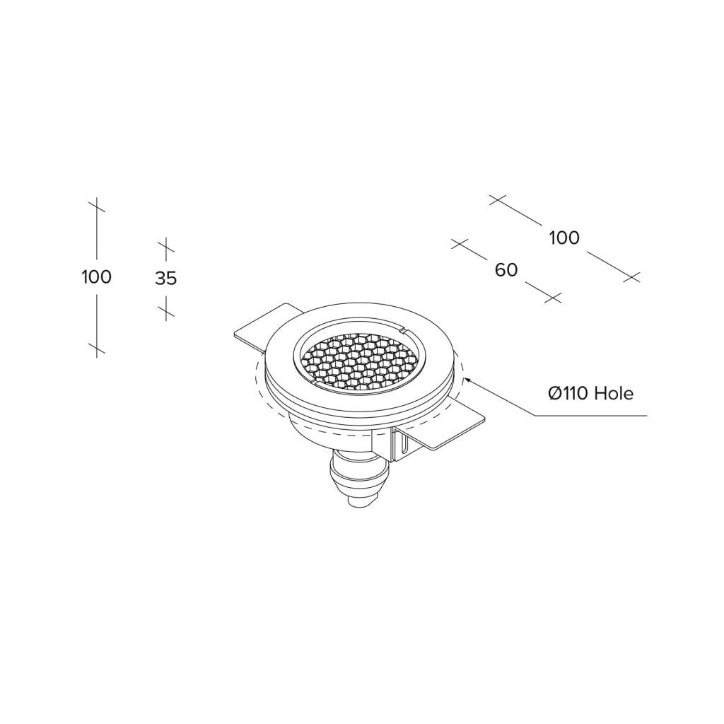PHOCIS Incasso 1 Luce Filtro Alveolare nero opaco attacco GU10 d.6cm