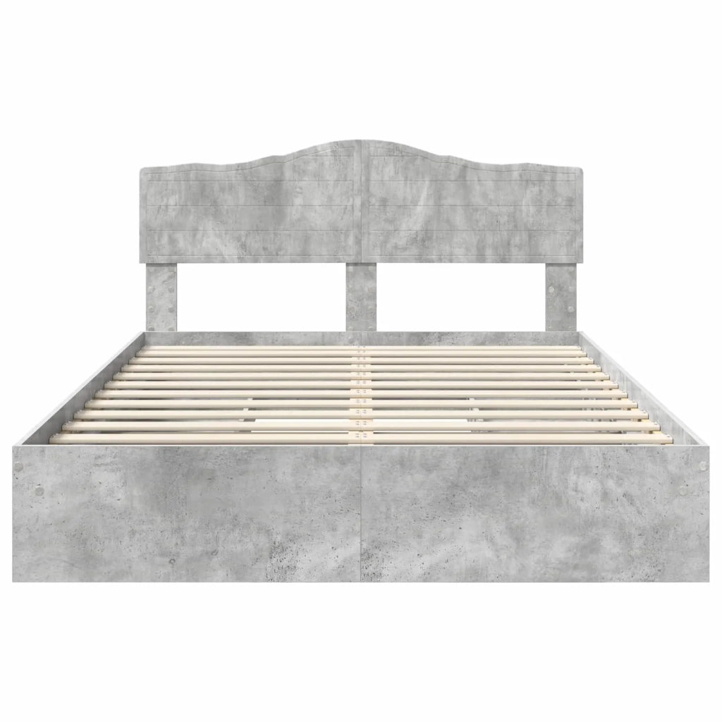 Letto con Contenitore con testiera Grigio cemento 150 x 200 cm