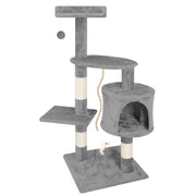 Tiragraffi Albero Palo Gioco Per Gatti Con Corda In Sisal Naturale Tira Graffi Angolare Multifunzione Giocattolo Stimolante Cuccia Per Gatto Adulto Cucciolo Domestico 112 Cm Grigio