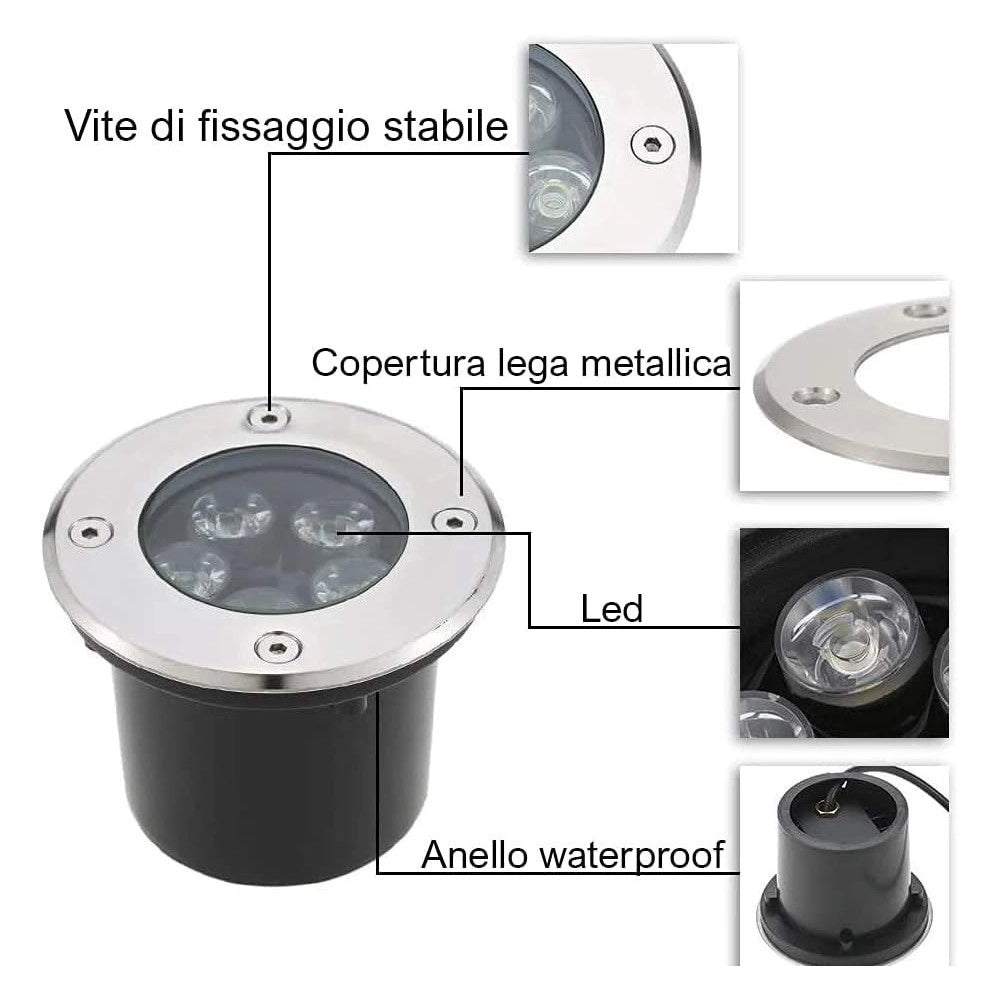 Trade Shop - Faretto Led Segnapassi Watt Giardino Ip65 Calpestabile Per Esterno Impermeabile -