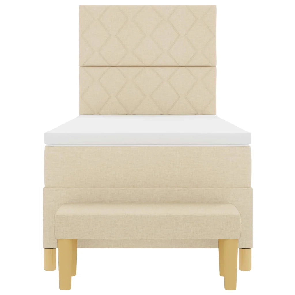 Letto a molle con testiera Crema 200 x 90 cm Tessuto 3344350