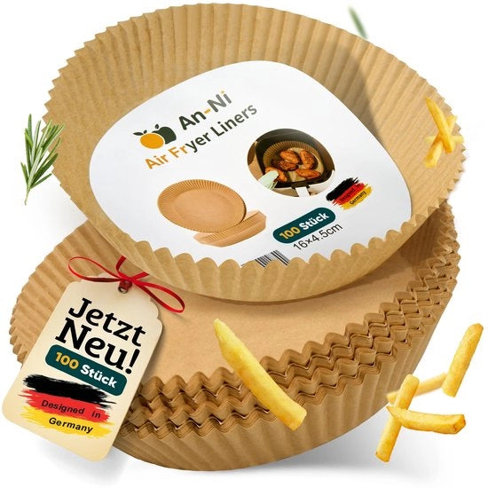 Pannelli di cottura per Airfryer - Circa 16 cm - 100 pezzi - Accessori Airfryer - Piatti di cottura antiscorrosione monouso - Airfryer