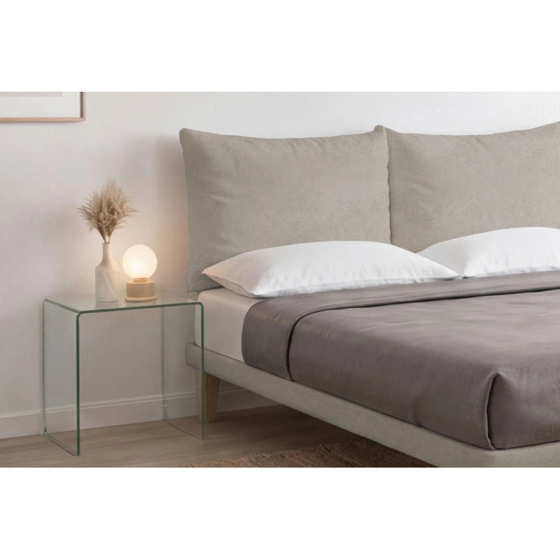 Letto imbottito Matrimoniale 180x190 cm Soft - Similpelle,Tortora,Con rete