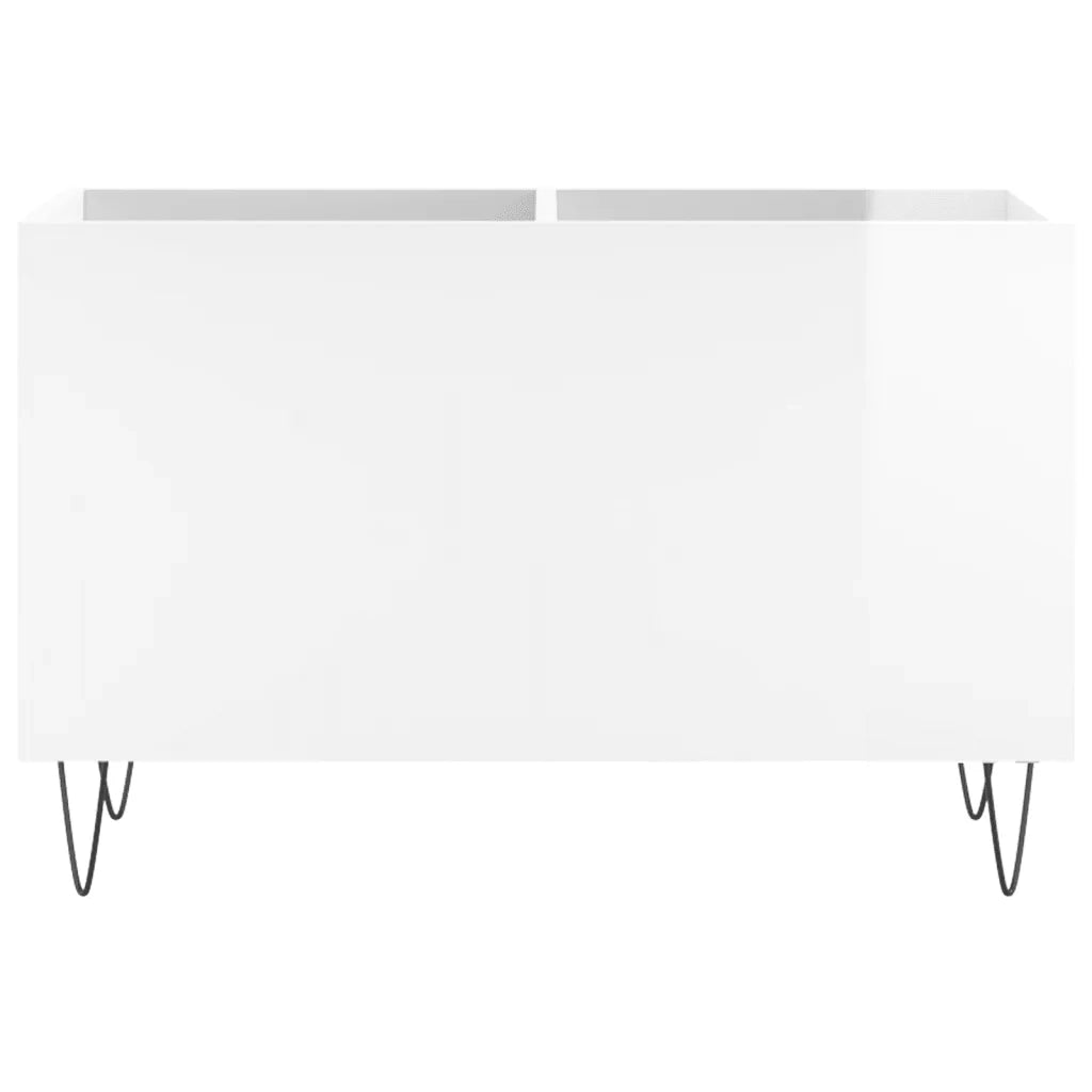 Mobile Porta Dischi Bianco Lucido 74,5x38x48 Legno Multistrato 831726