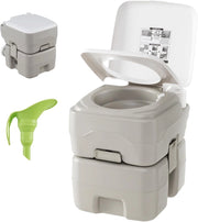 SOARS WC portatile da campeggio, WC portatile con pompa di risciacquo, serbatoio d'acqua 20 l + 10 l, carico 200 kg, altezza seduta 42 cm, imbuto telescopico, per campeggio, viaggio, auto, grigio
