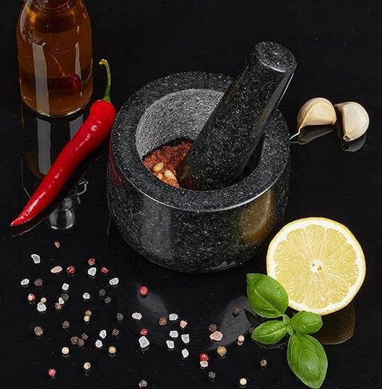 Mortaretto e Pestello, Ciotola Frantumatrice con Asta Martello, Pestello Aglio Salsa Frantumatrice Manuale Crusher Attrezzi Cucina Per la Stagionatura