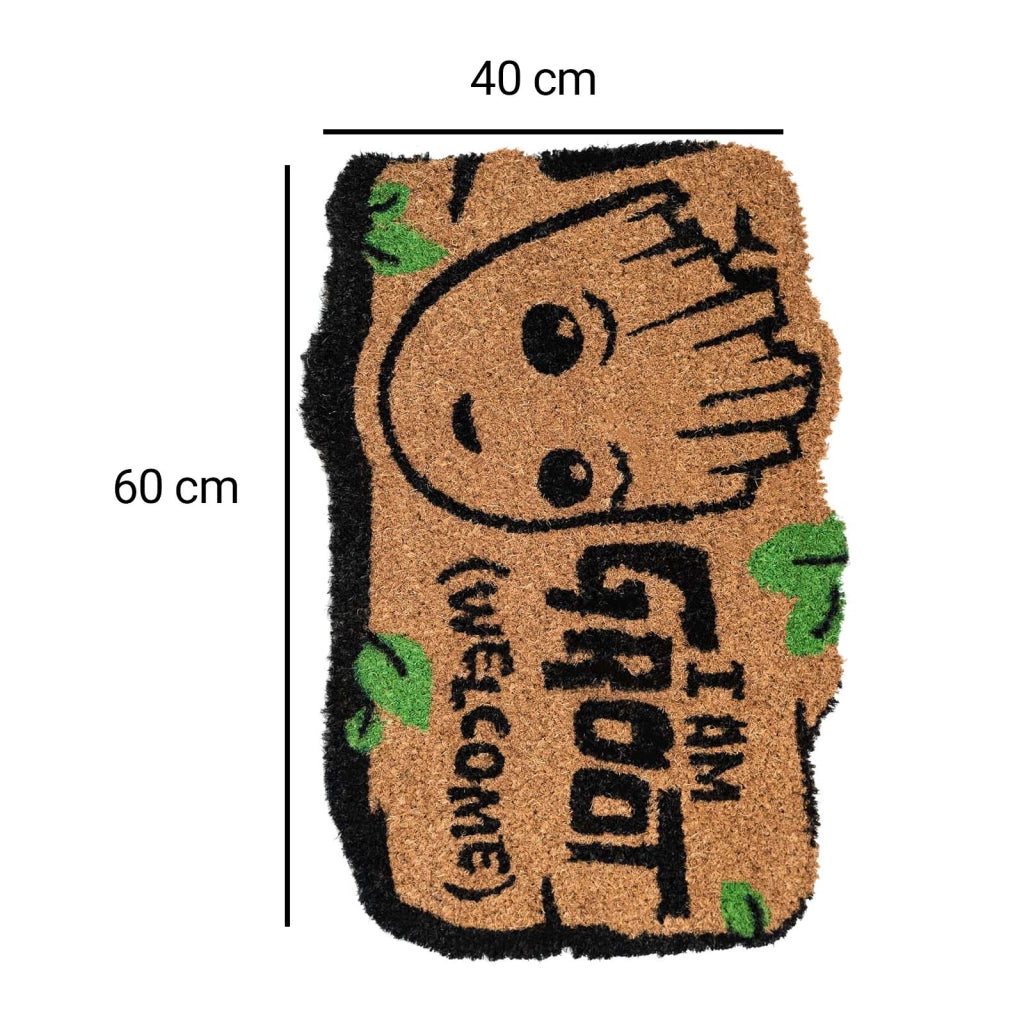Tappetino Decorativo con Motivo I Am Groot 60x40cm Antiscivolo Nero / Marrone Inny