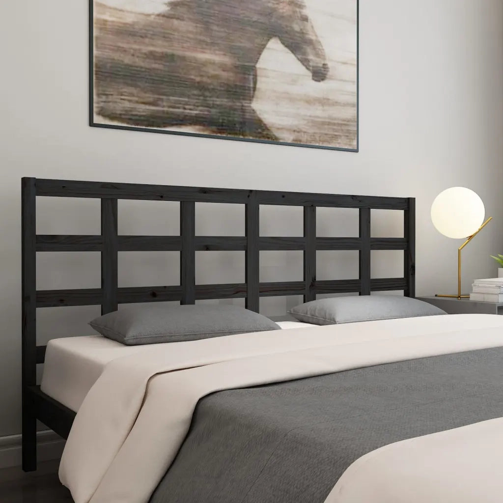 Testiera | Testata per Letto Nera 205,5x4x100cm in Legno Massello di Pino
