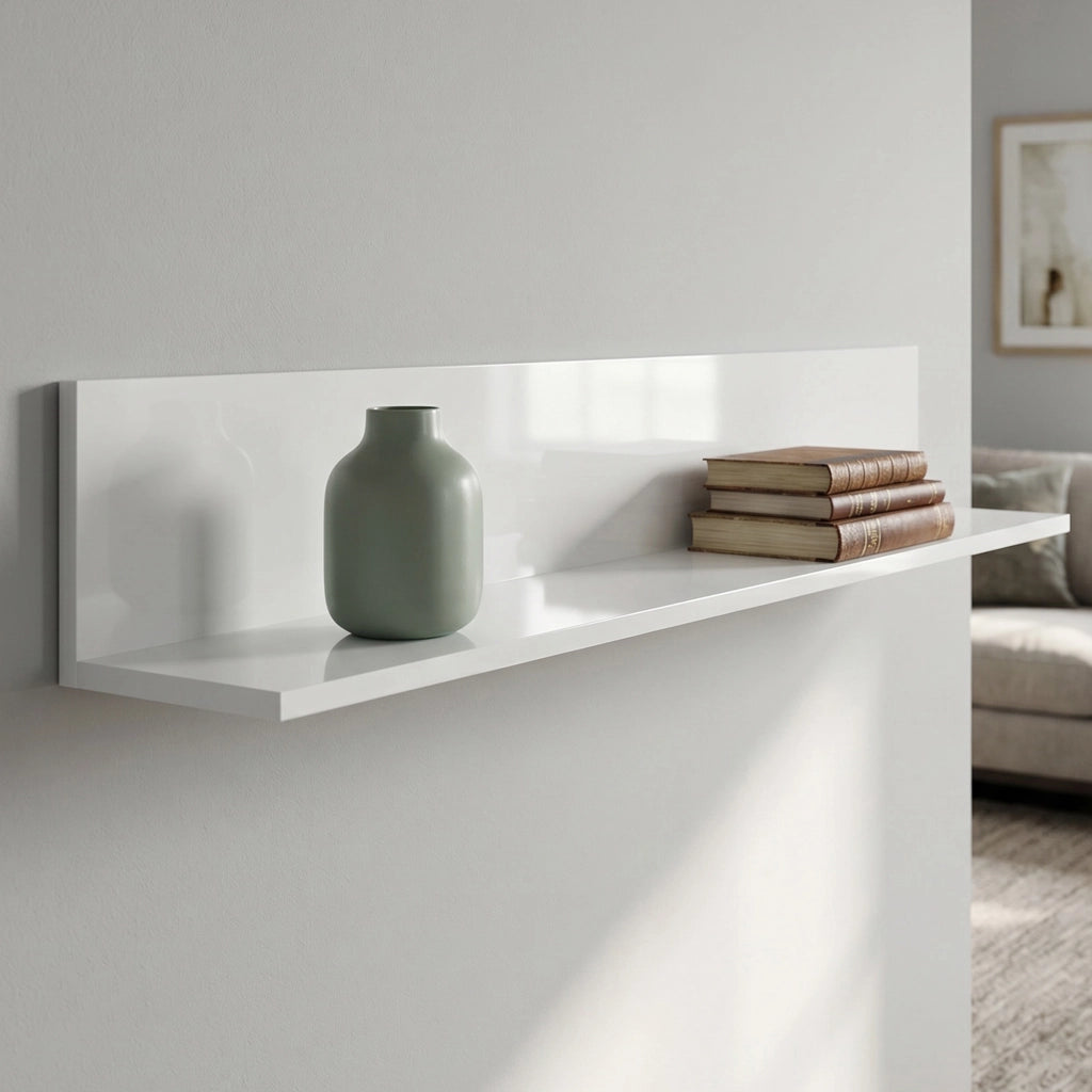 Mensola da Parete ¨C Zephmum ¨C Legno Lucido Bianco 1.5 cm