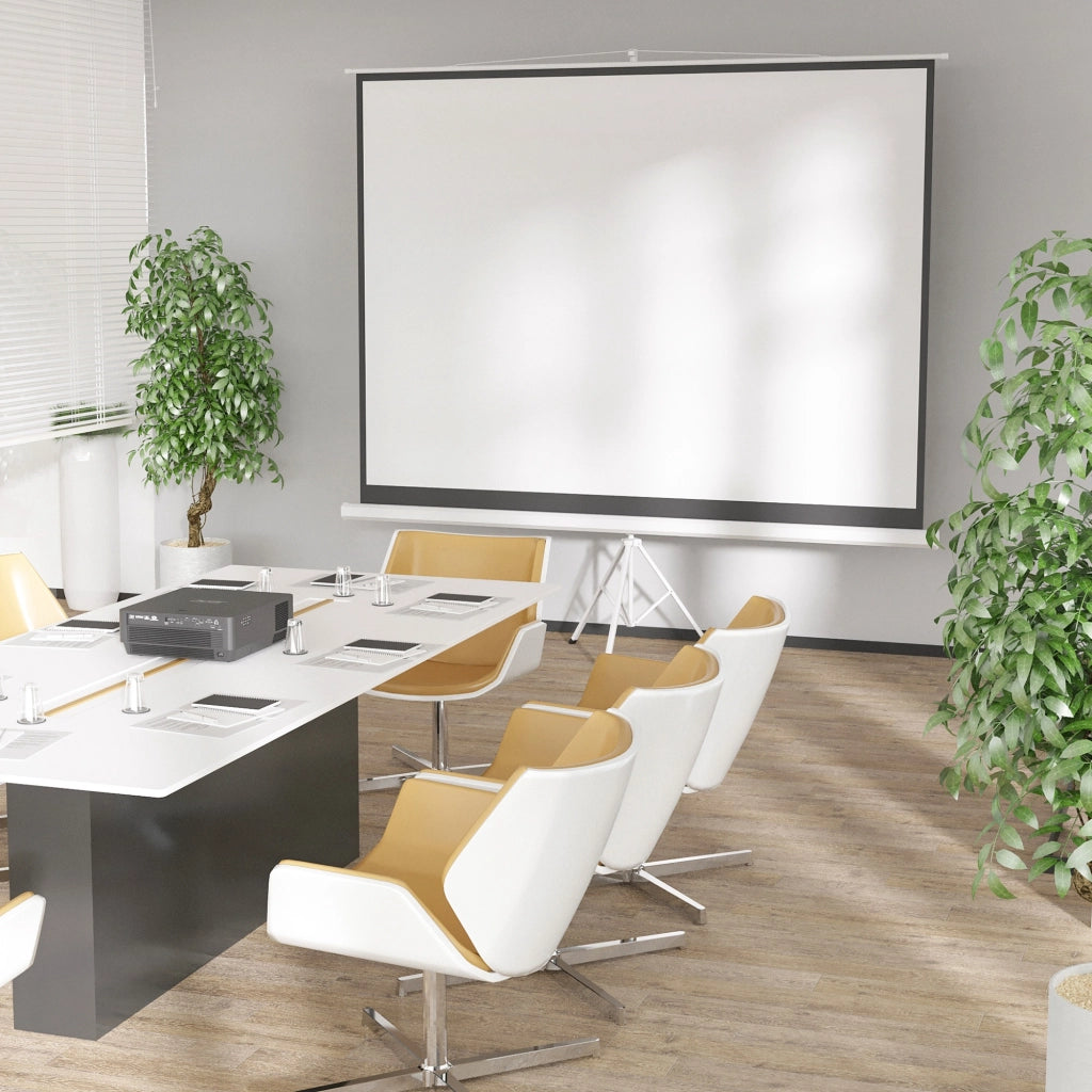 Telo Proiettore da 120" Formato 4:3 in Tessuto a Rete, Plastica e Metallo con Treppiedi, 244x190 cm, Bianco