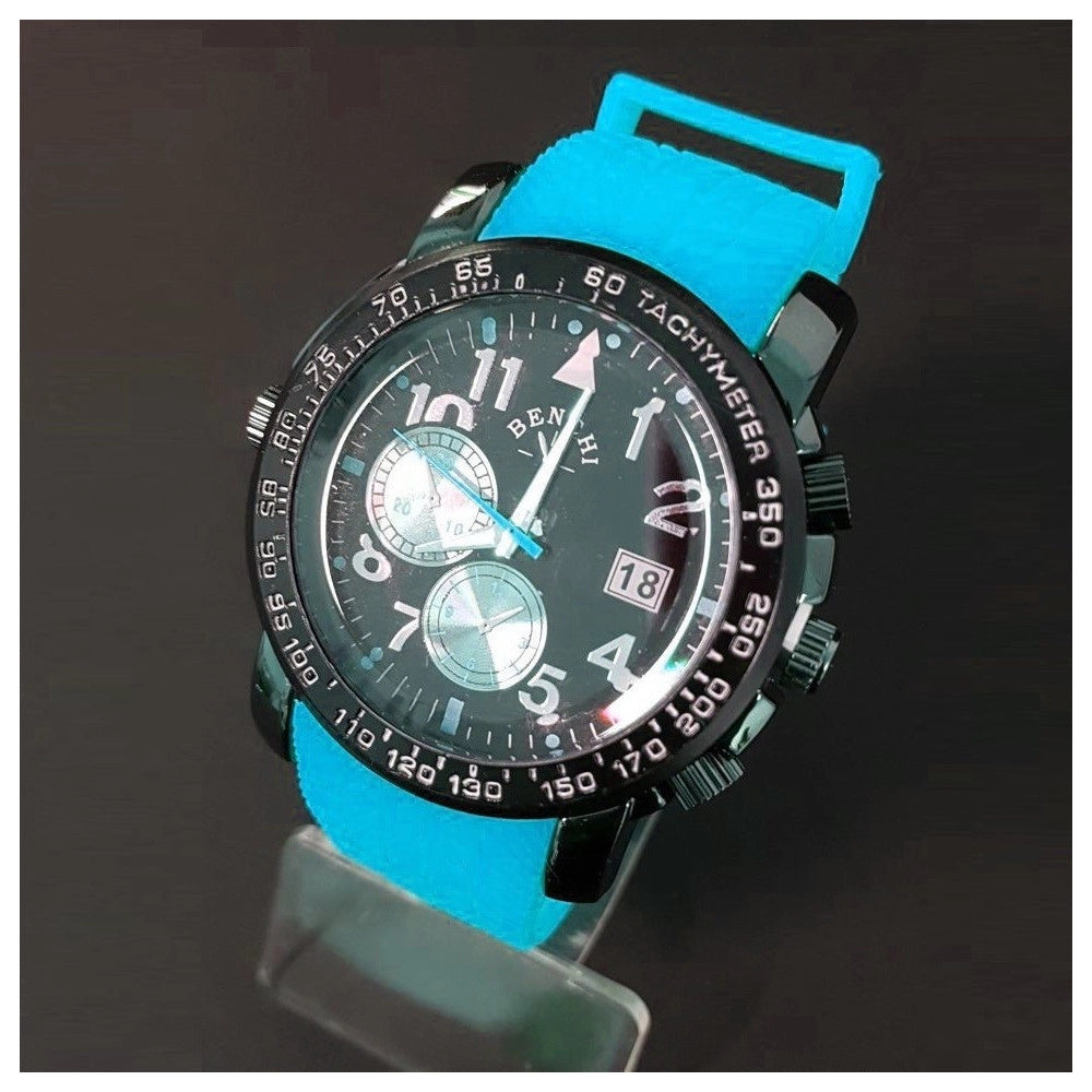 Trade Shop - Orologio Da Polso Benchi D9652a Uomo Analogico Quarzo Sportivo Azzurro -
