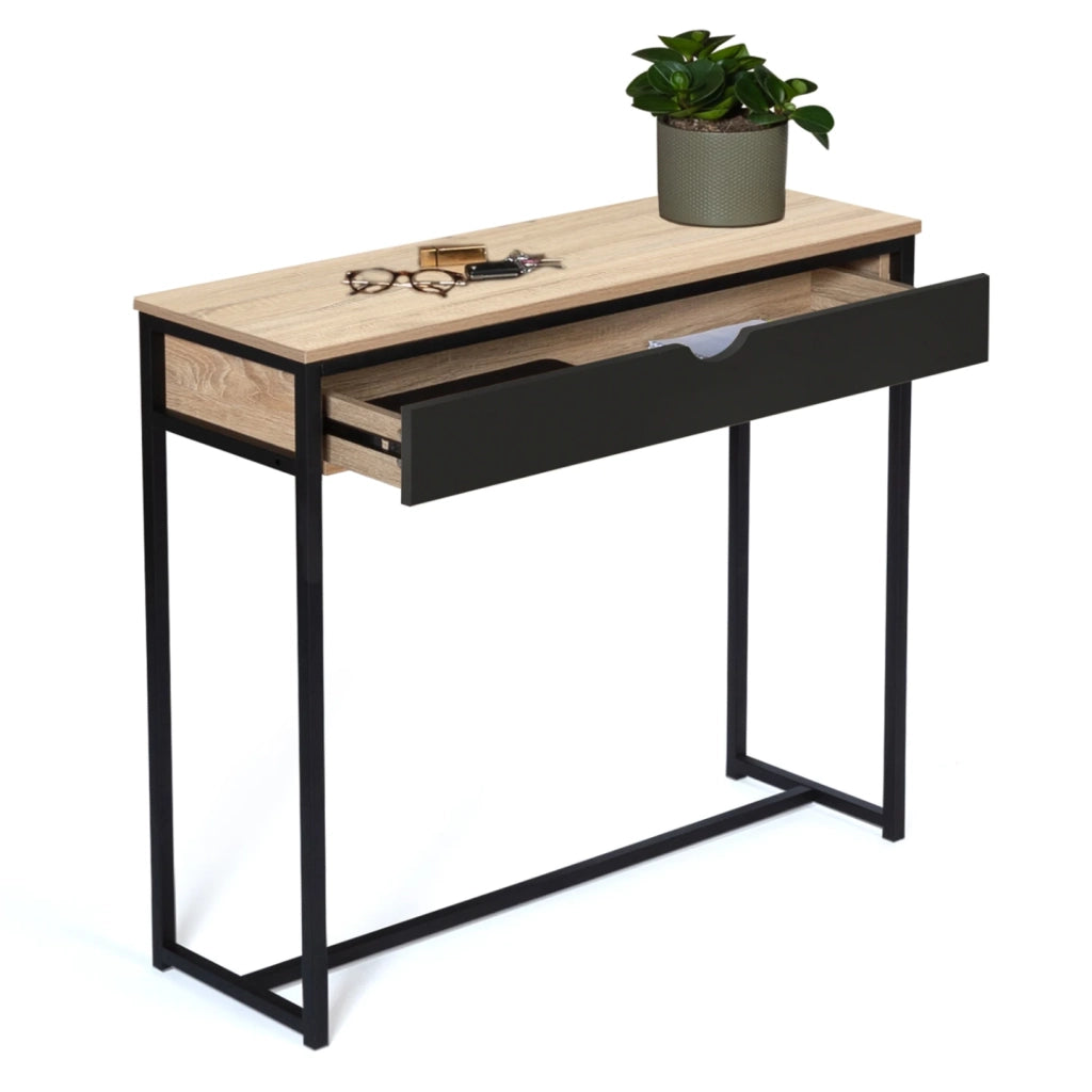 IDMarket - Consolle 1 cassetto nero BOSTON design industriale