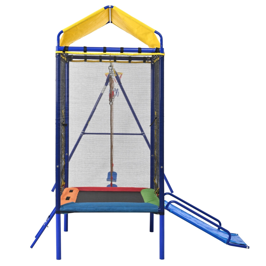 Parco Giochi da Esterno 4 in 1 336x217x238 cm con Trampolino; Altalene; Scivolo e Canestro