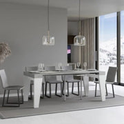 Consolle allungabile 90x40/300 cm Naxy Mix piano cemento - struttura bianco frassino