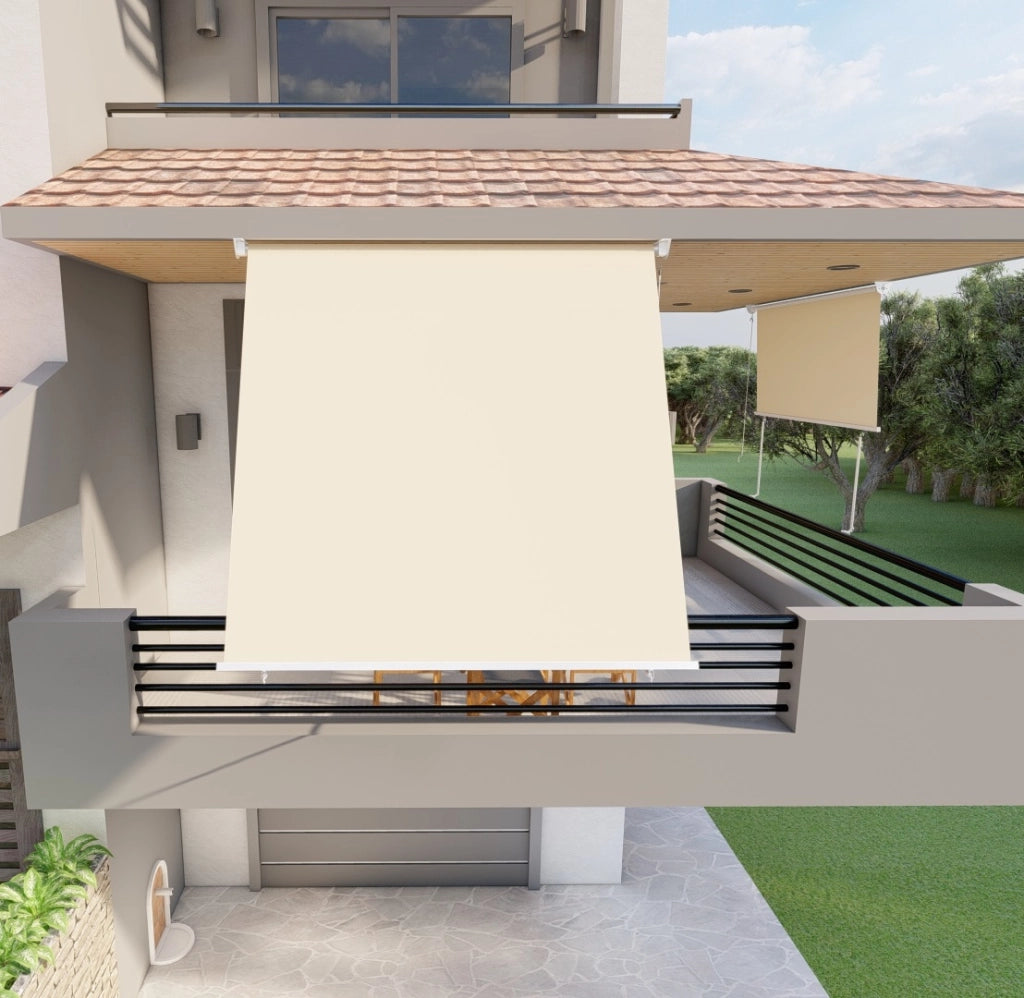 Tenda da sole a caduta con bracci per balcone terrazzo finestra 200cm Beige Golisa