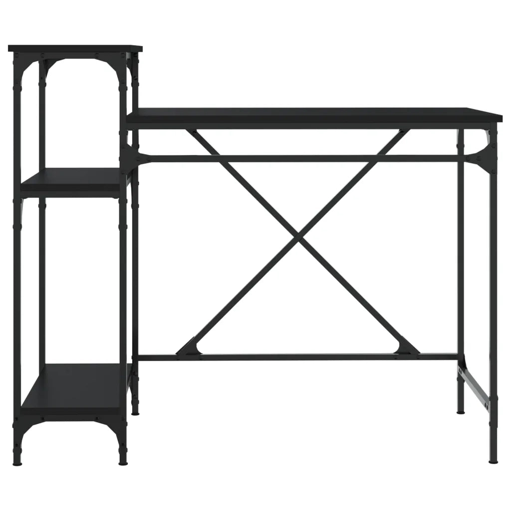 Scrivania Ripiani Nera 105x50x90 cm Legno Multistrato e Ferro 826714