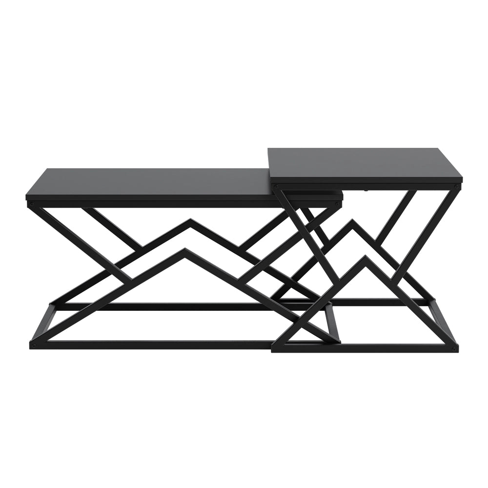 Tavolino da Caff¨¨ Geometrico ¨C MINIMAL ¨C Nero, Piano in Legno, Struttura in Metallo, Stile Industrial