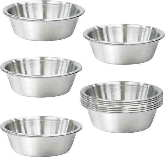 Sauciera in acciaio inossidabile 2 oz per piatti di antipasto premium di sushi, coppe metalliche per spezie, mini tazze per sauciere, 10 pezzi, zinco.