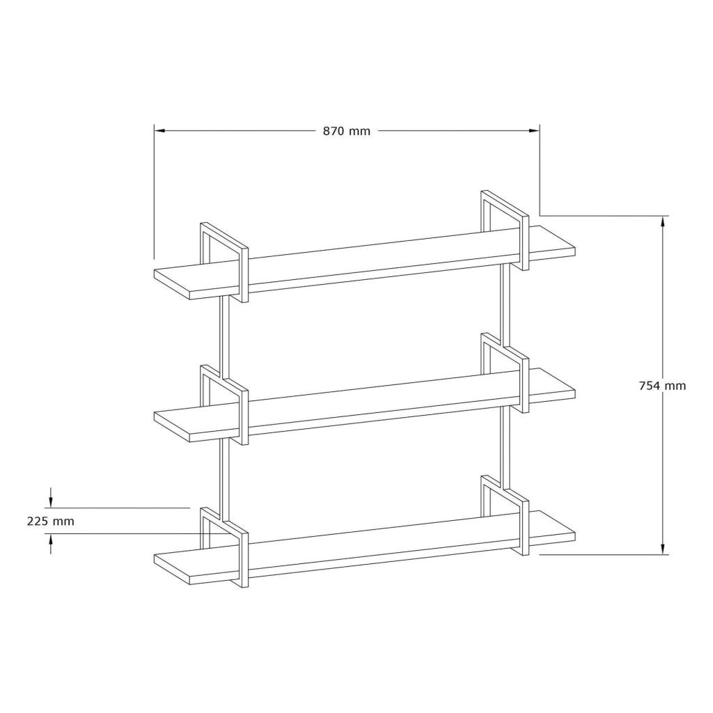 Vibrata, Mensola 3 Ripiani, 87x23x76h cm Marrone Noce
