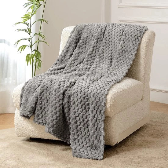 Fiber House Fleecedekens, deken extra soffice e morbido, luce peso, accogliente deken microfibra per divano, ufficio e tenda, 130x150cm, grigio chiaro