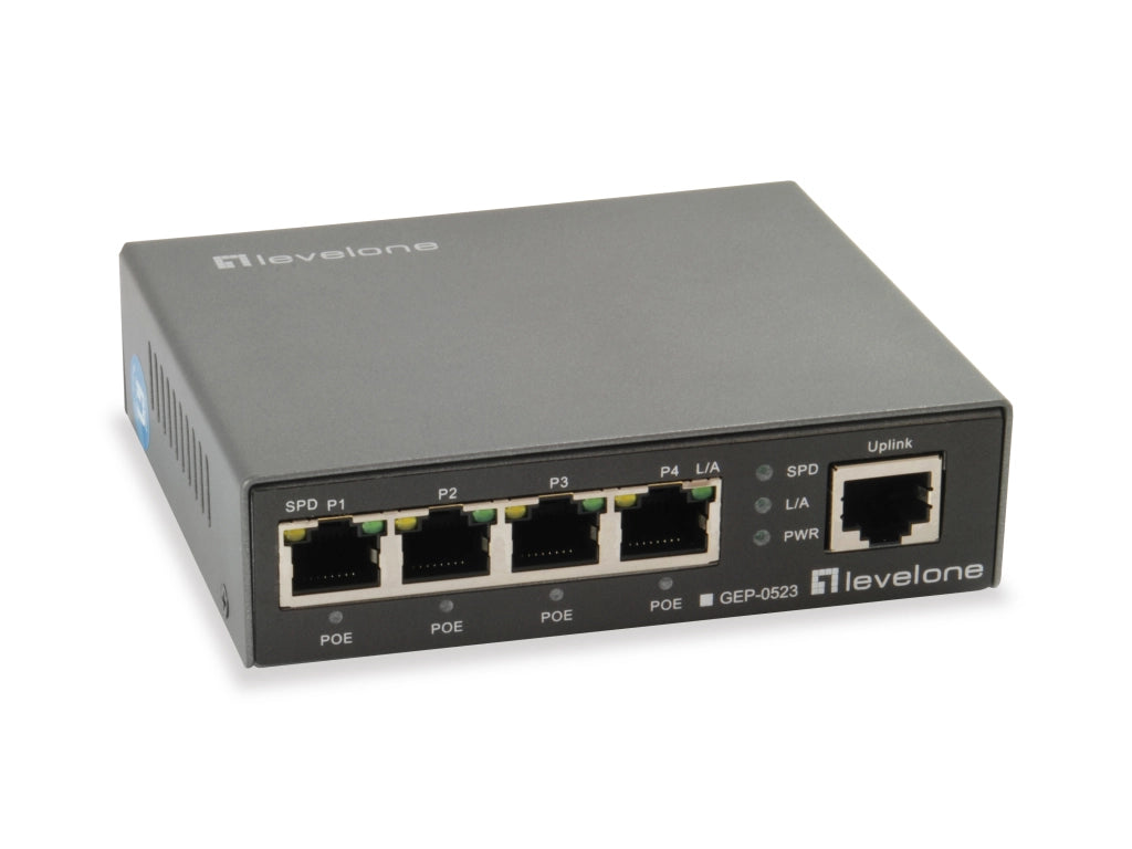 Levelone gep-0523 switch di rete gigabit ethernet (10/100/1000) supporto power over ethernet (poe) nero