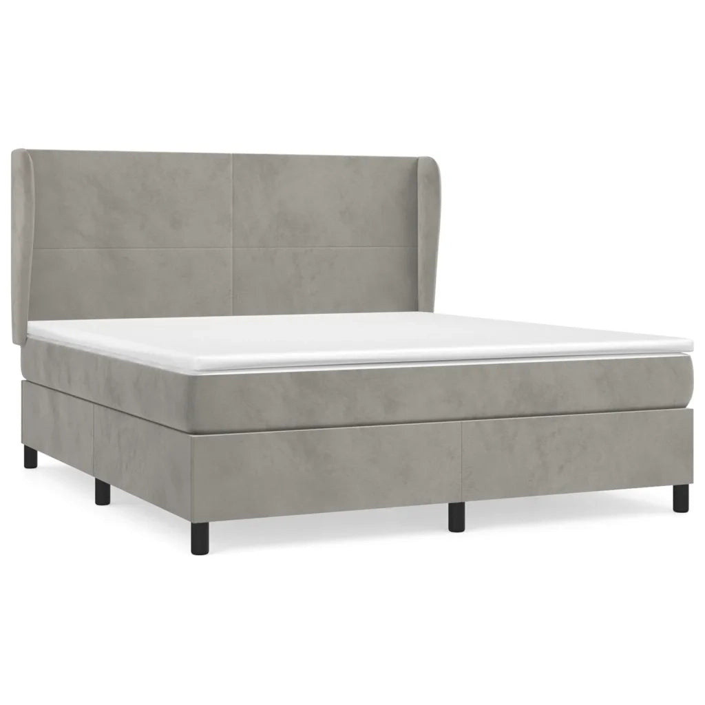 Giroletto a Molle con Materasso Grigio Chiaro 180x200cm Velluto 3129105