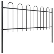 Recinzione da Giardino | Recinzione da cortile con Parte Superiore ad Anello in Acciaio 714,5x80 cm Nero