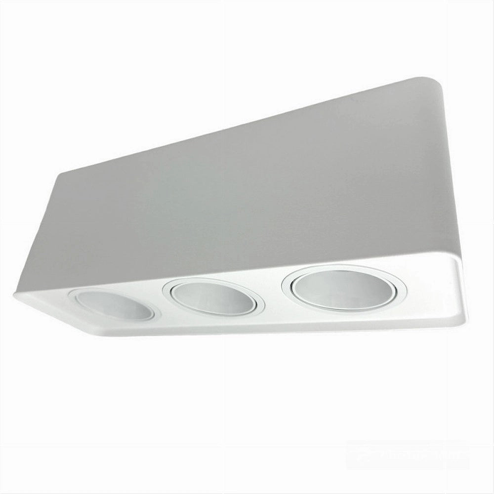 Trade Shop - Portafaretto Triplo Orientabile Da Soffitto Bianco Per Faretto Gu10 Gu5.3 P34-b3 -