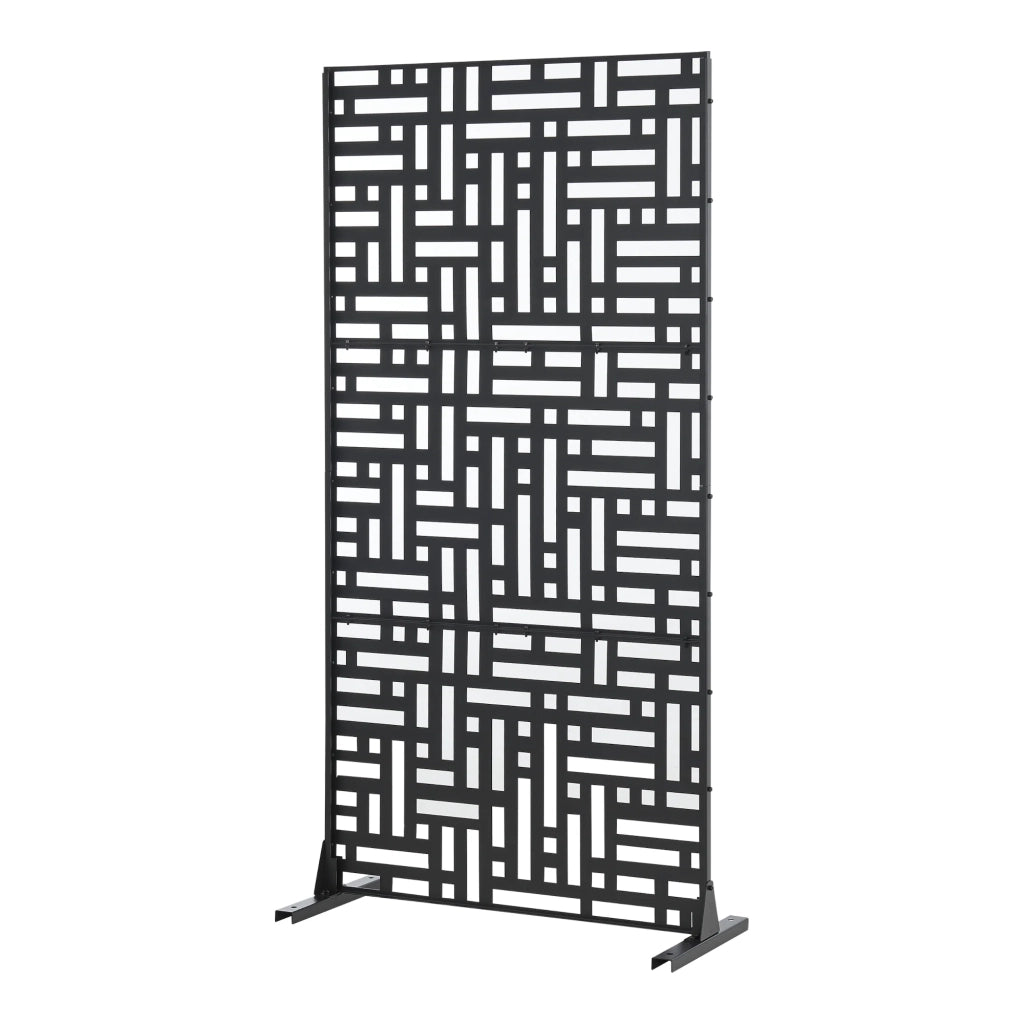 Parete divisoria in acciaio zincato per interni ed esterni 180 x 90 x 40 cm nero 03_0009274