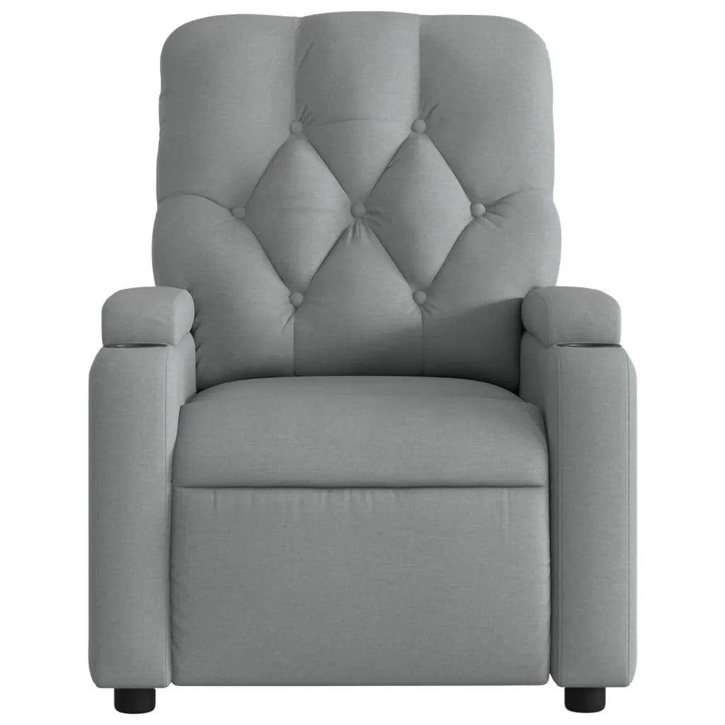 Divano Sedia-Poltrona Reclinabile in Tessuto Grigio Chiaro 508521