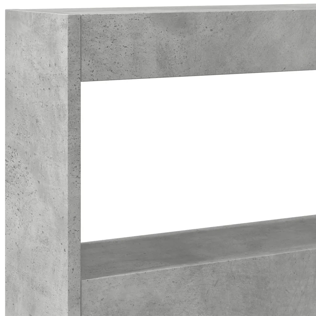 Testiera con Contenitore a LED Grigio Cemento 180x17x102 cm