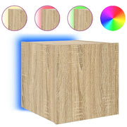 Mobile TV a Parete | Armadietto TV | Mobile Porta TV con Luci LED Rovere Sonoma 30,5x35x80 cm