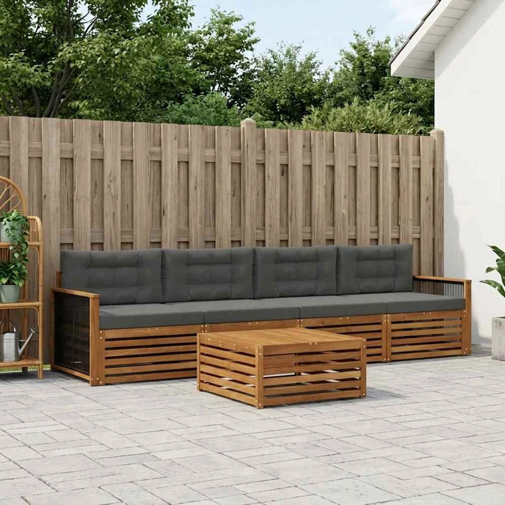 Set di divani da esterno 5 pz Naturale e Antracite 3382995