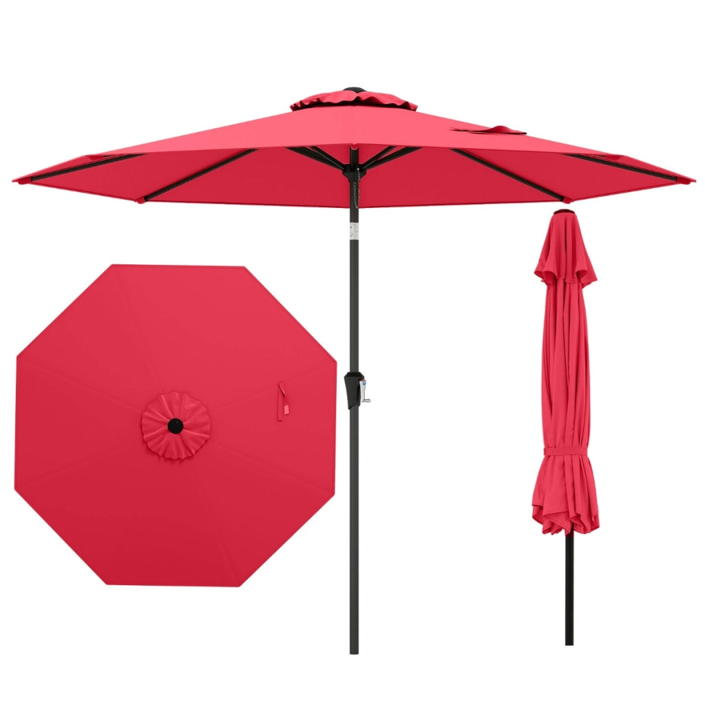 Ombrellone da esterno con manovella 8 stecche robuste, Ombrellone da giardino 300 cm Rosso