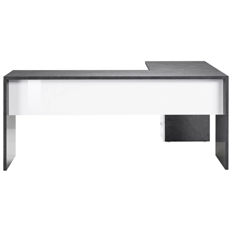 Scrivania ad angolo New Selina – 180x75x60 – Bianco Lucido e Report