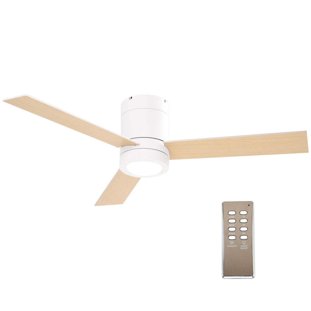 Ventilatore a Soffitto 2 in 1 con Luce LED ¨C Zephmum ¨C 3 Velocit¨¤, Telecomando, 112 cm, Naturale e Bianco