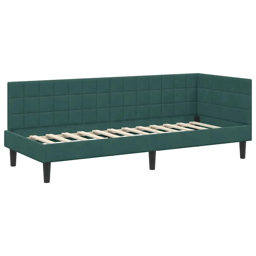Cornice del letto ad angolo Verde Scuro 80 cm x 200 cm Velluto