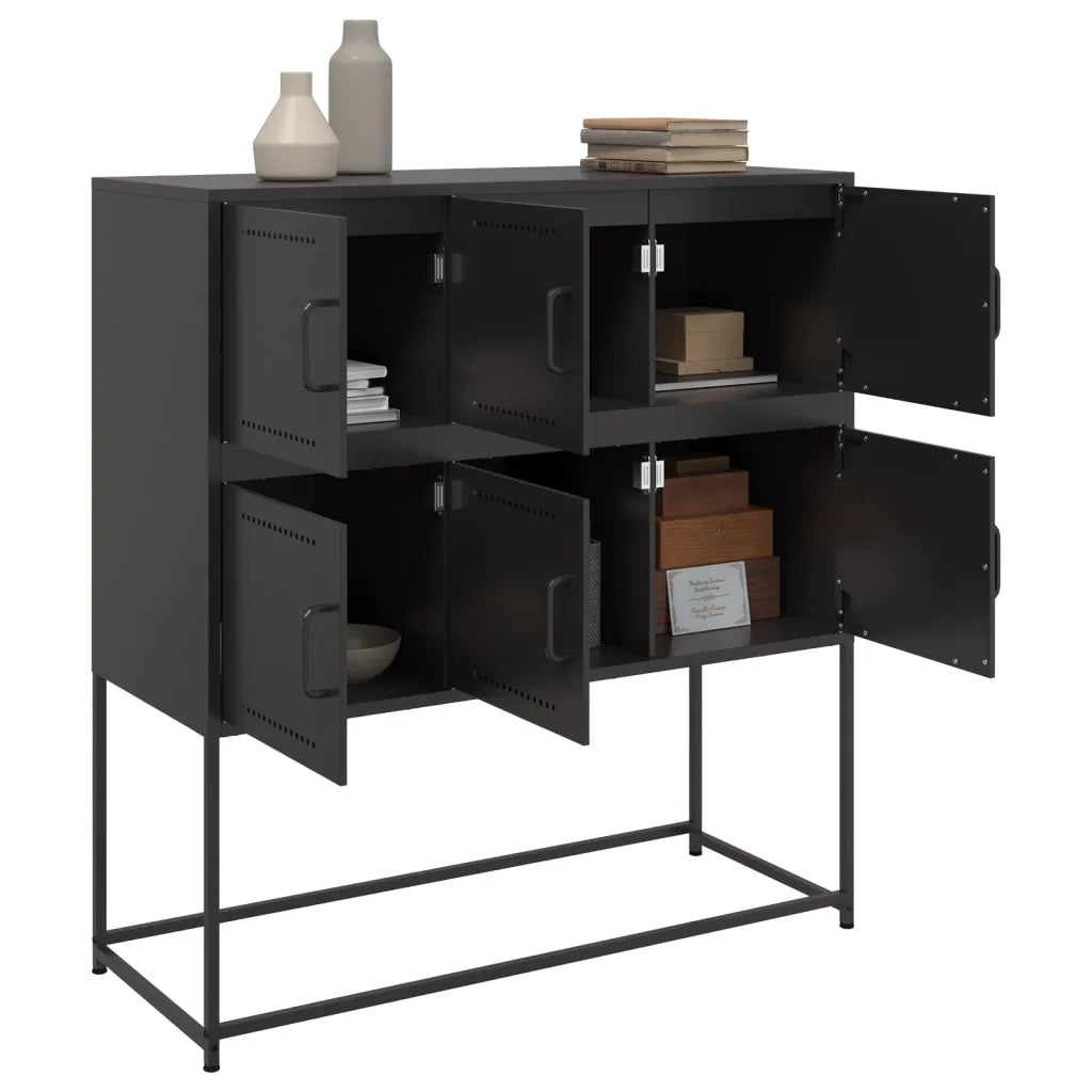 Credenza | Madia | Buffet da pranzo | Armadio da pranzo Nera 100,5x39x107 cm in Acciaio