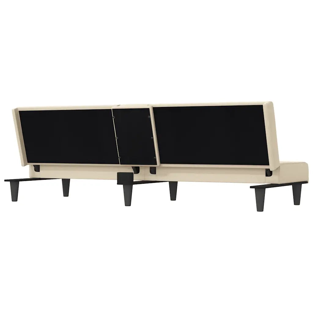 Divano Letto con Portabicchieri in Tessuto Crema 351866